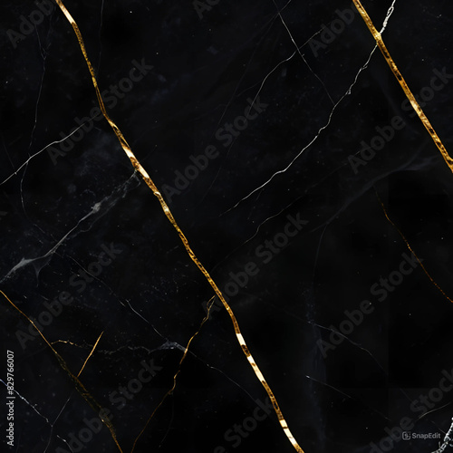 Blurred background. Black and golden stone texture. Surface marble AI (ID: 829766007)