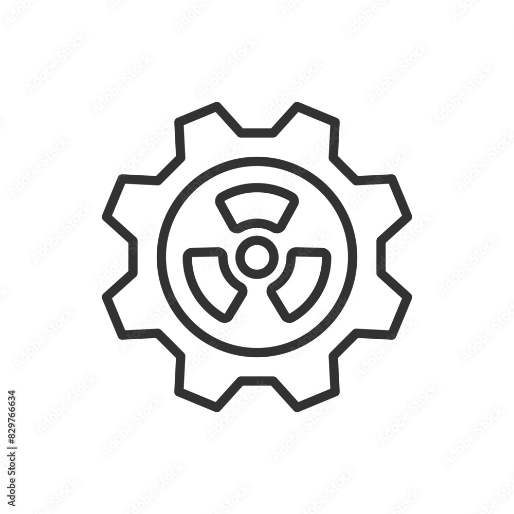 Nuclear Technology, in line design. Nuclear, Technology, Reactor, Energy, Power, Fusion, Fission on white background vector. Nuclear Technology editable stroke icon.