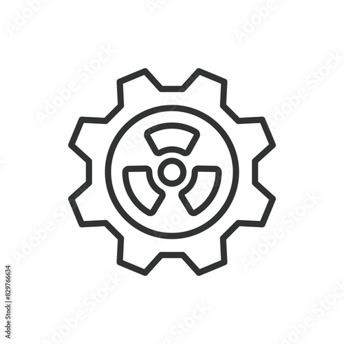 Nuclear Technology, in line design. Nuclear, Technology, Reactor, Energy, Power, Fusion, Fission on white background vector. Nuclear Technology editable stroke icon.
