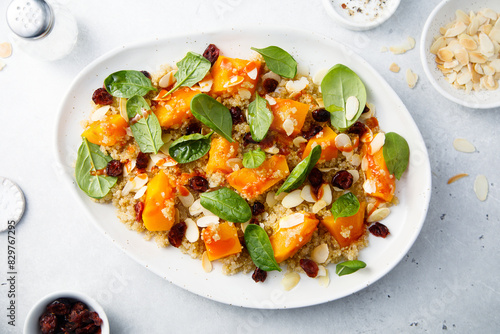 Quinoa salad with pumpkin, spinach and cranberry