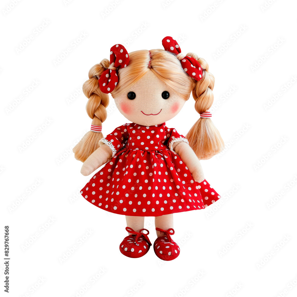 Doll in a red dress. Isolated on transparent background. Doll in a red dress. Isolated on transparent background.