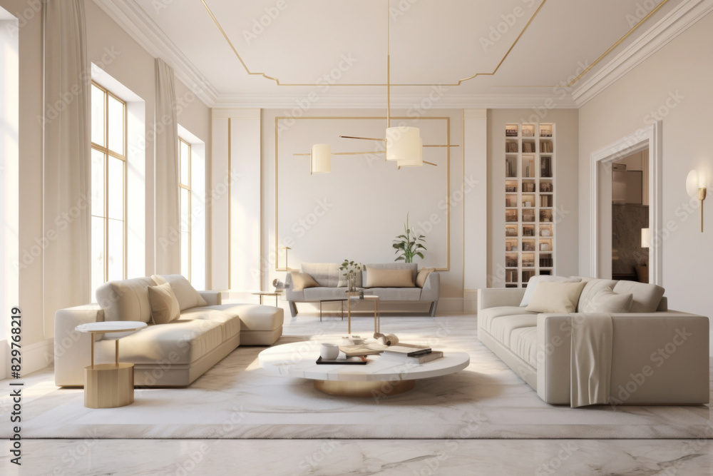 Interior design. Computer Generated Image Of Modern apartment living room. Architectural Visualization. 3D Render.
Interior design. Computer Generated Image Of Modern apartment living room. Architectural Visualization. 3D Render.