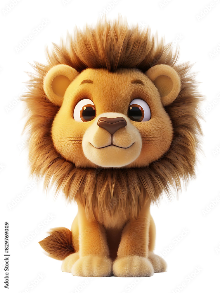 3D render of Cute Cartoon Lion Cub with Big Eyes 3D render of Cute Cartoon Lion Cub with Big Eyes