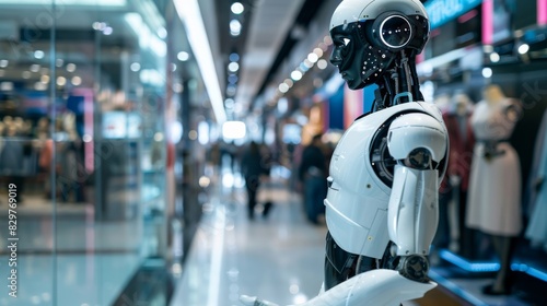 Wallpaper Mural A robot is standing in a store with people walking by Torontodigital.ca