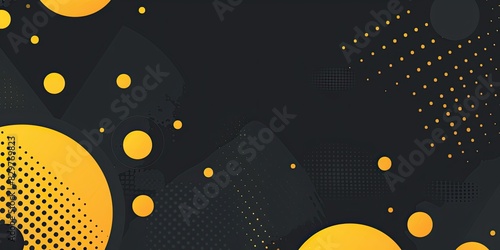 Black and yellow gradient background with circles, dots, shapes, in the style of flat design, in the style of simple design, banner for ecommerce store.