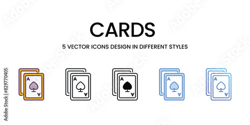 Cards icons vector set stock illustration.