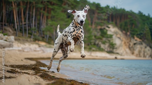 Spotted Joy: Dalmatian Dance on the Beach