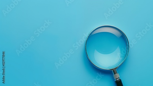 A magnifying glass on a blue background.