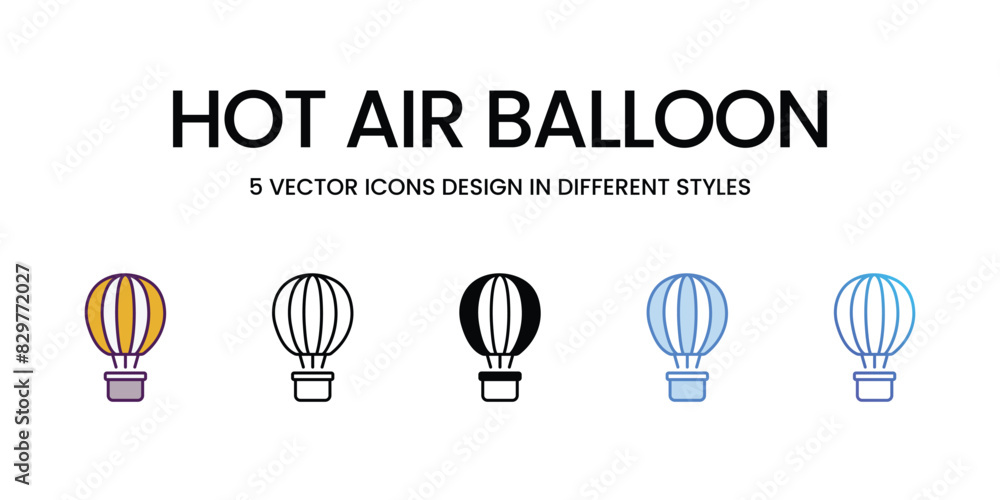 Hot Air Balloon icons vector set stock illustration. Hot Air Balloon icons vector set stock illustration.