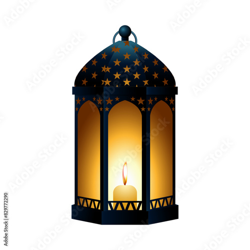 Vector illustration of Islamic lantern on transparent background photo