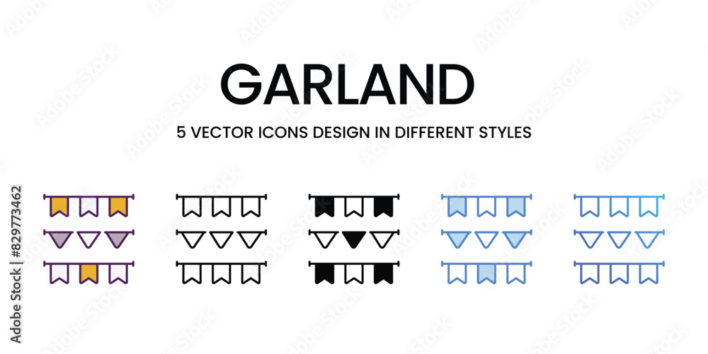Garland icons vector set stock illustration. Garland icons vector set stock illustration.
