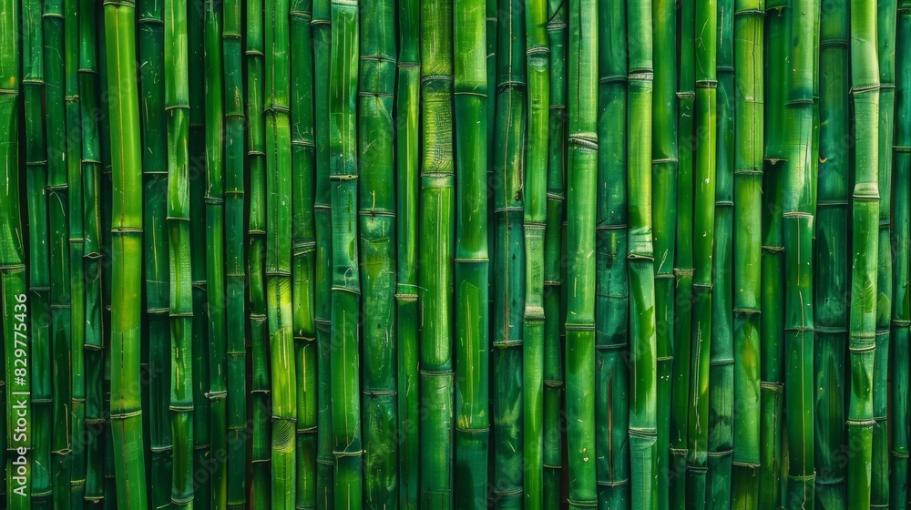 Bamboo green background. Jungle texture wall. Fence made of tropical plants. Template for design with vertical branches. Bamboo green background. Jungle texture wall. Fence made of tropical plants. Template for design with vertical branches.