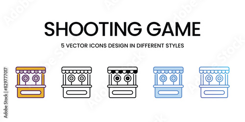 Shooting Game icons vector set stock illustration.