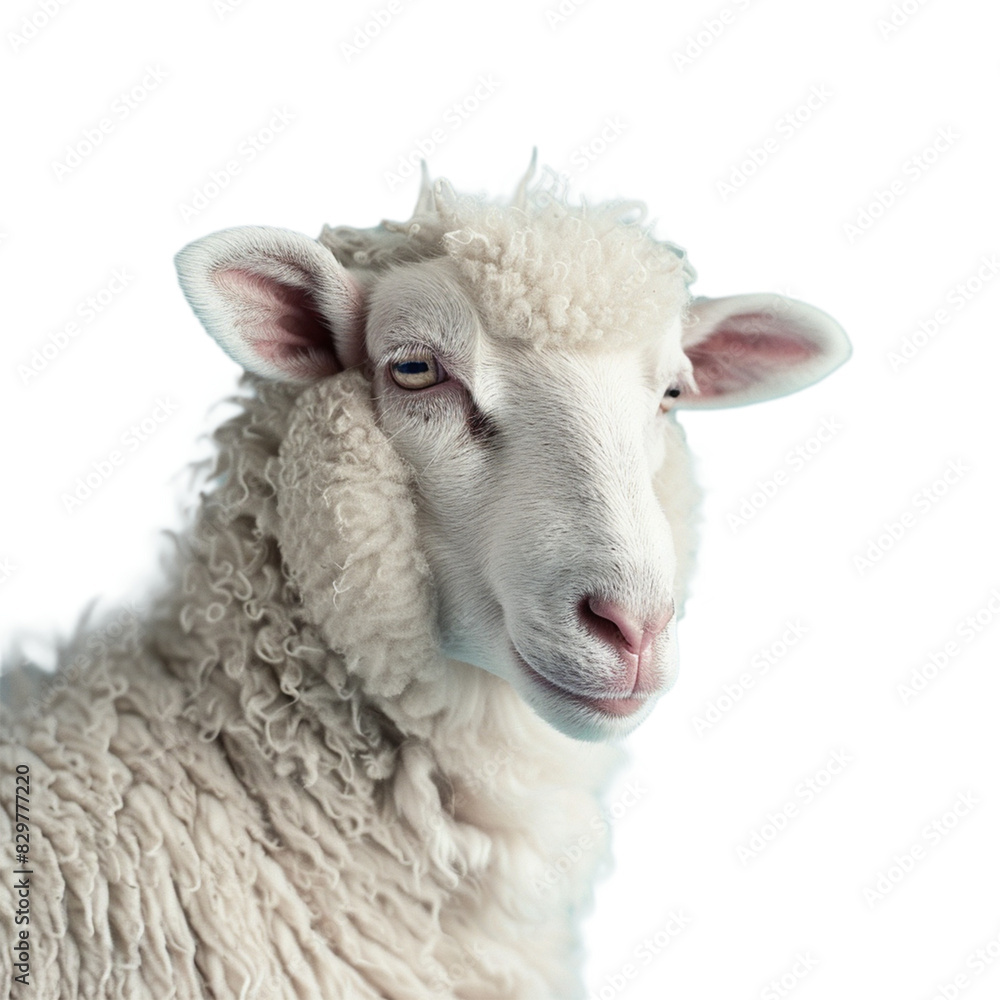 Fototapeta premium A sheep isolated on transparent background, Ai Generative