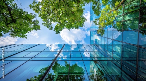 a scenic park, verdant green grass and towering trees frame a clear blue sky, while an asphalt road stretches into the distance, presenting a tranquil nature landscape perfect.