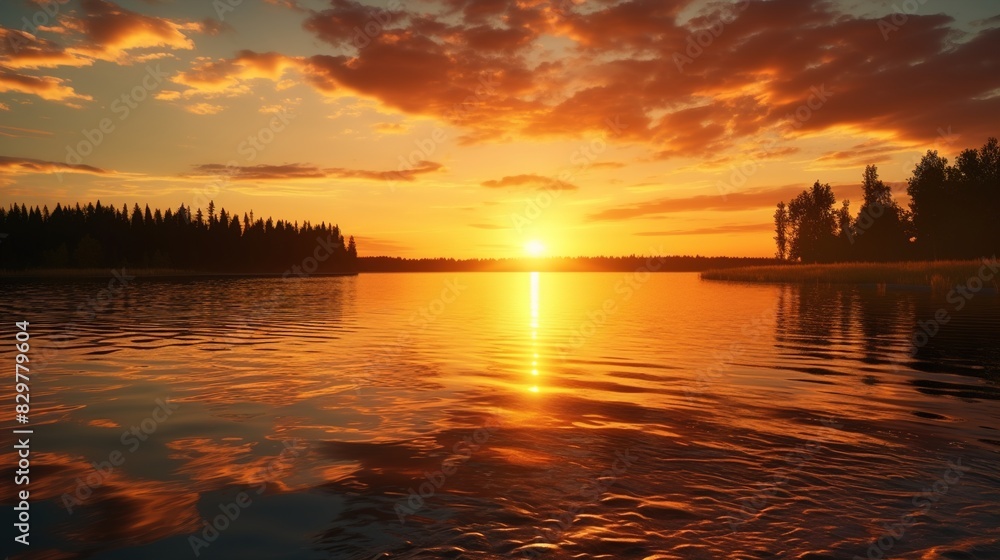 sunset over the river