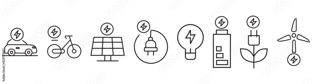 Electric cars icons set. Such as power station, fast charging, parking, socket, car and battery charge and others. editable vector stroke Electric cars icons set. Such as power station, fast charging, parking, socket, car and battery charge and others. editable vector stroke