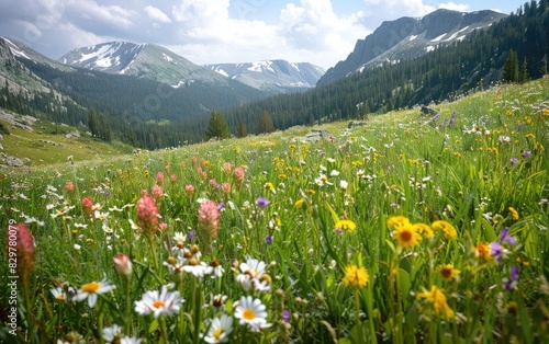 A Mountain Meadow Painted with Wildflowers  Finding Tranquility Among Mountain Wildflowers Ai Generated