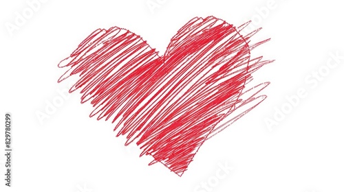 A heart drawn in red with a lot of lines. The heart is very small and the lines are very thick