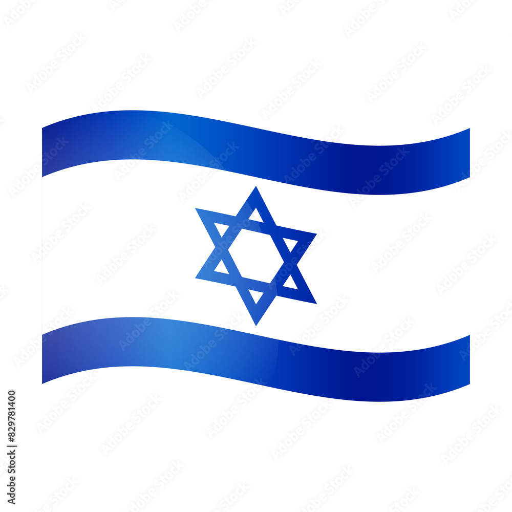 National flag of Israel in a flat style on a transparent background. Israeli flag icon emblem. Symbol, icon, emblem, banner, background National flag of Israel in a flat style on a transparent background. Israeli flag icon emblem. Symbol, icon, emblem, banner, background