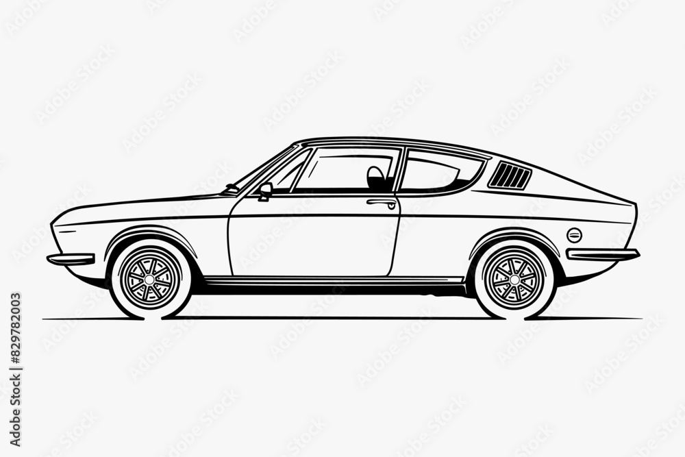 Hand drawn car outline vector image. Vehicle art. Side view. Hand drawn car outline vector image. Vehicle art. Side view.