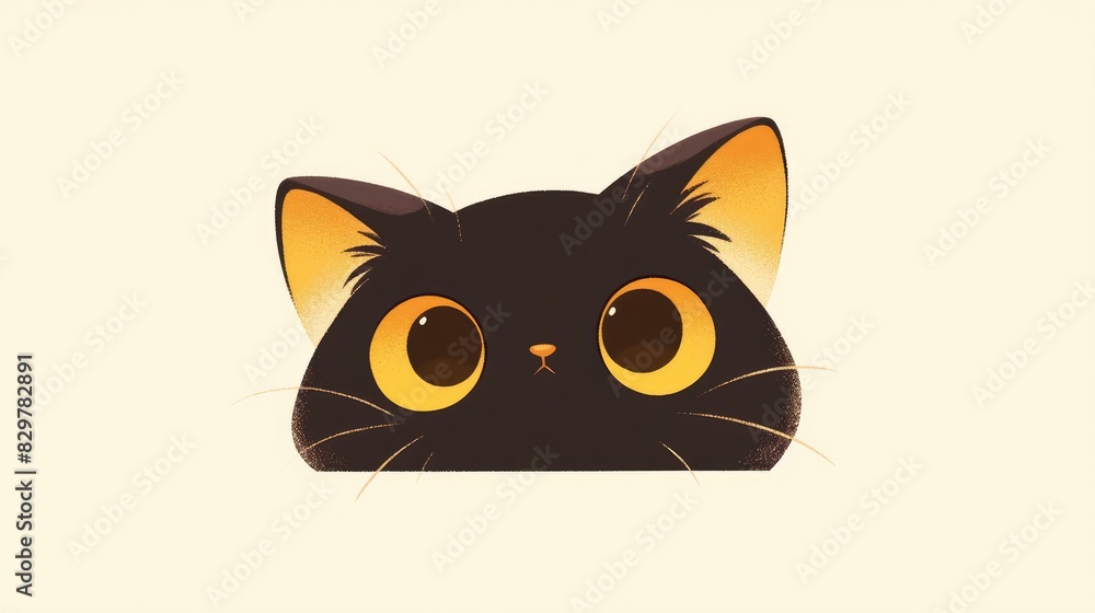 Obraz premium A whimsical space cat illustration portrayed as an iconic symbol against a clean white backdrop serves as a captivating design element