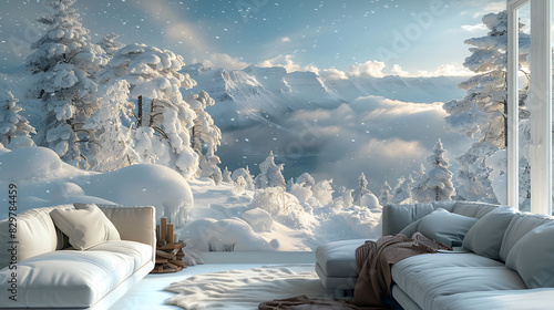 printable mural featuring a panoramic view of a snowcovered landscape with frosty trees glistening icicles and a blanket of fresh powder stretching as far as the eye can see