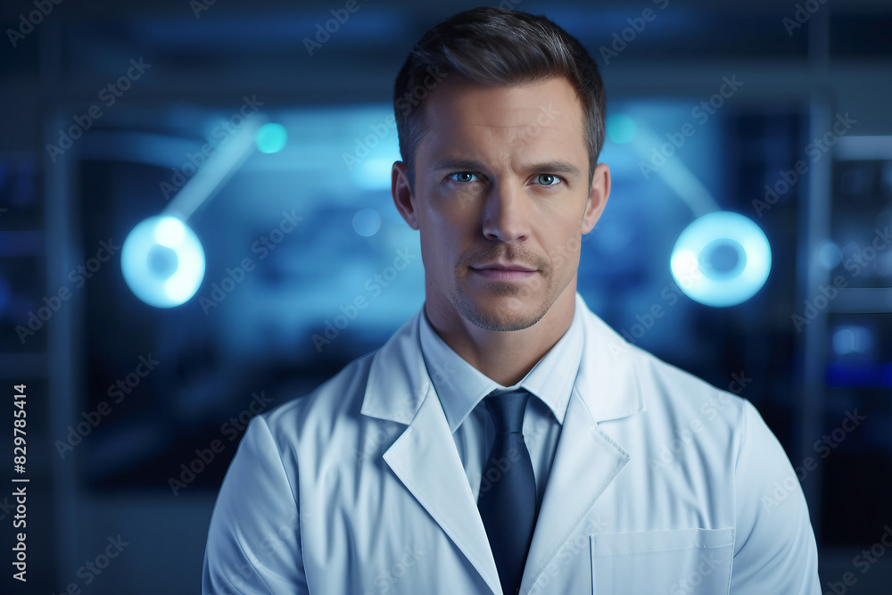 Doctor scientist working in modern hi-tech laboratory with innovation research, Generative AI illustration Doctor scientist working in modern hi-tech laboratory with innovation research, Generative AI illustration