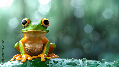 Cute Cartoon Frog Banner with Room for copy