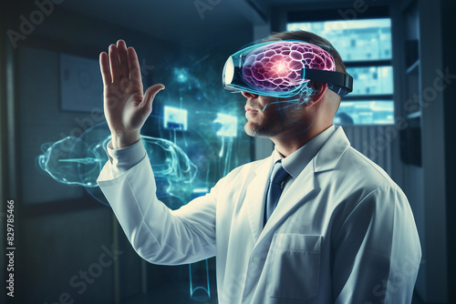 Doctor scientist working in modern hi-tech laboratory with innovation research, Generative AI illustration