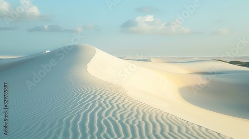 Lencois Maranhenses. A dazzling landscape of dunes and rain lakes. Natural rainwater pool in white sand desert. Nature and travel concept.