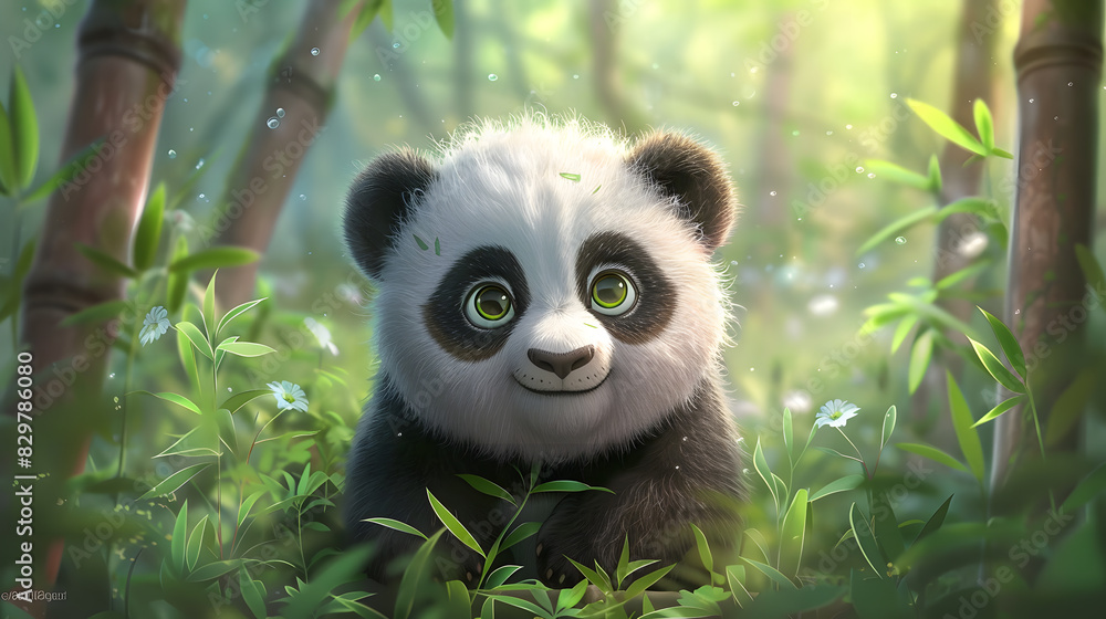 Cute Cartoon Panda Banner with Room for copy Cute Cartoon Panda Banner with Room for copy