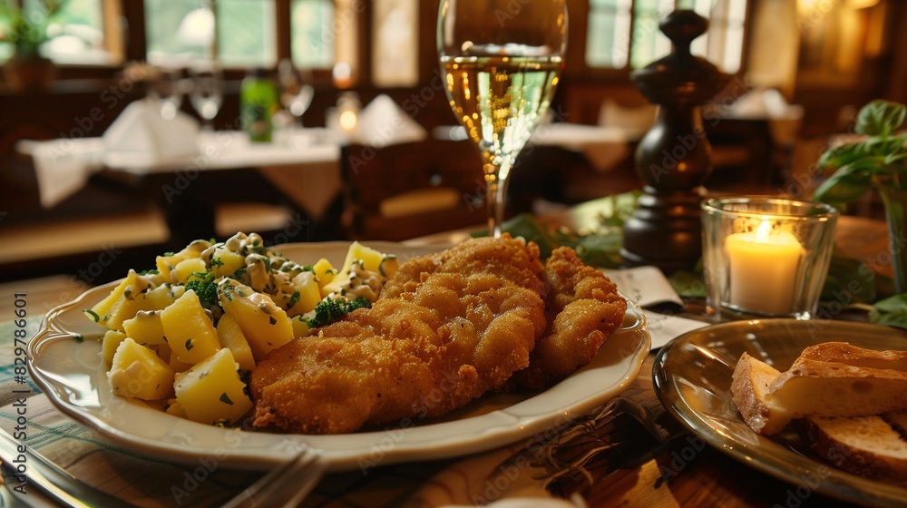 A traditional British pub with a plate of fish and chips and a pint of beer A traditional British pub with a plate of fish and chips and a pint of beer