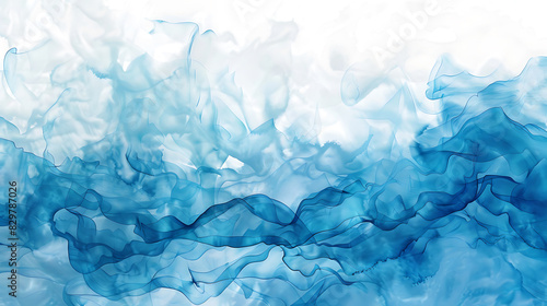 Blue watercolor smoke oil painting background. Classic and modern art on canvas. Blue smog on a white background. Generative AI