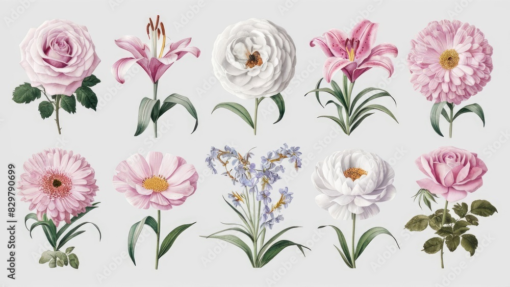 Detailed Botanical Flower Artwork Detailed Botanical Flower Artwork