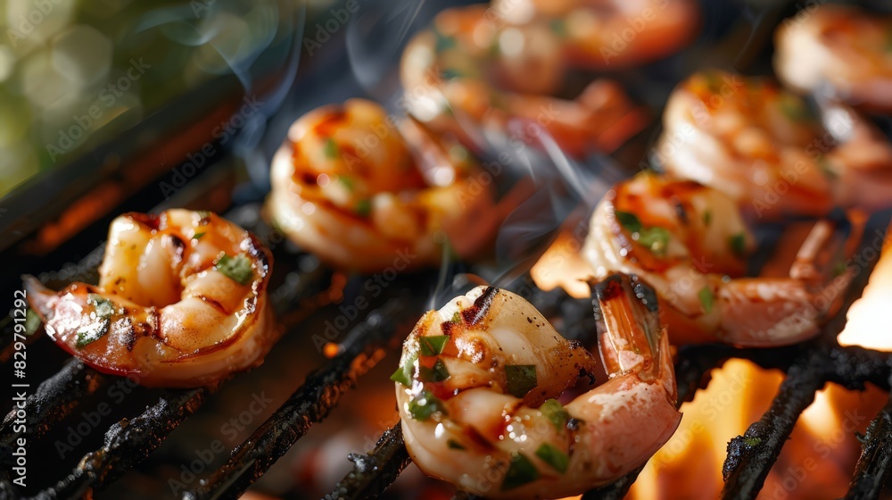 Freshly caught shrimp sizzle on the grill, releasing a tantalizing aroma. The perfect blend of spices enhances their natural sweetness, creating a mouthwatering summer barbecue treat.
