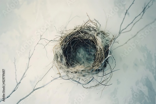 A clean, abstract representation of a birda??s nest photo