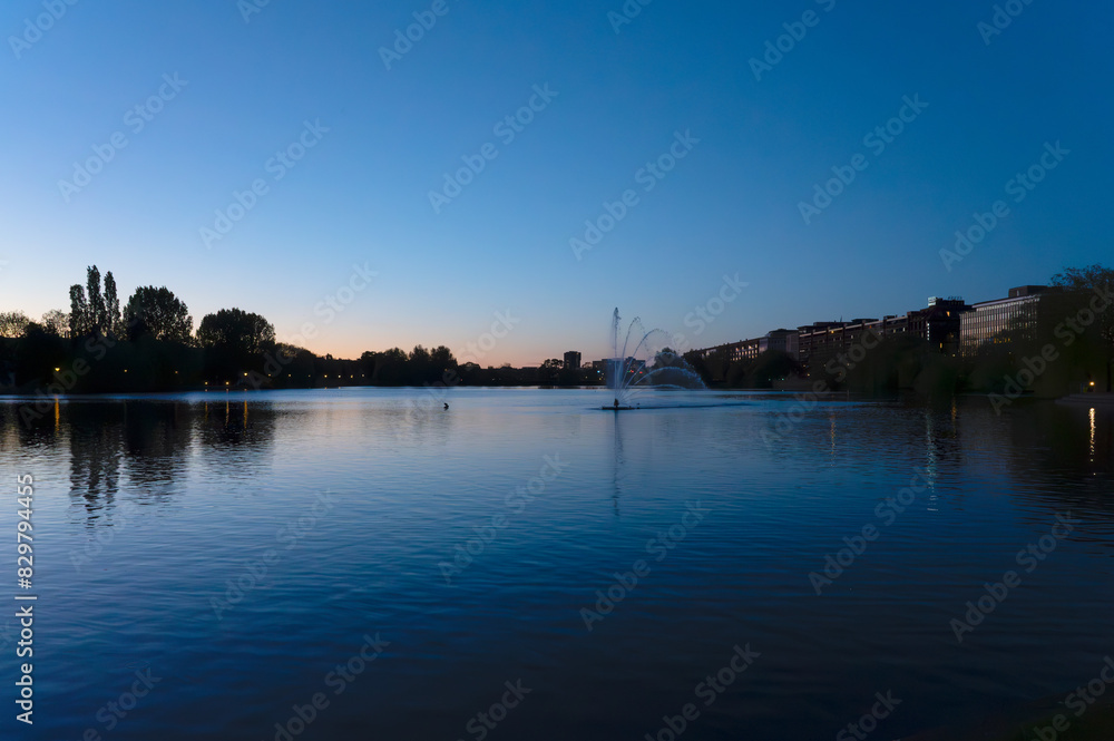 Fototapeta premium sunset over the lakes in Copenhagen