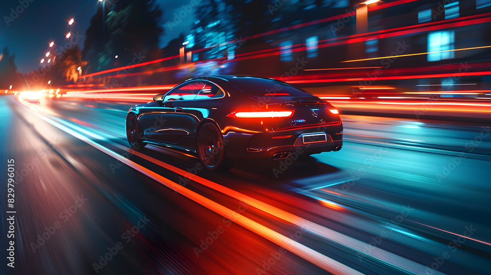 Car driving on road at night Car driving on road at night