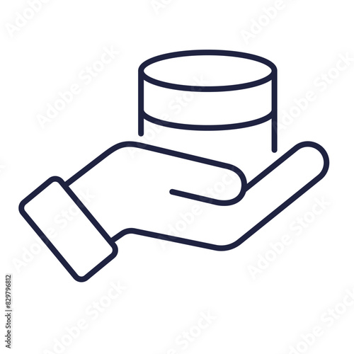 Hand holding data line icon. Data security, storage, database, Information Technology, cloud and Software Computing concept. Logo symbol for web and mobile. Editable vector stroke. Pixel Perfect.