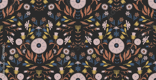 Traditional Floral Seamless Pattern All over print Vector Illustration