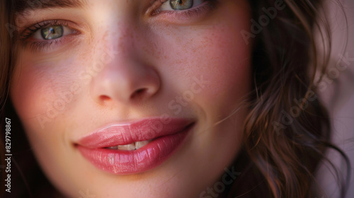 Wallpaper Mural Beautiful woman with Botox on her face and pink lips with beautiful facial features Torontodigital.ca
