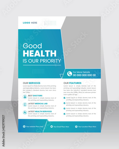 Corporate healthcare and medical a4 flyer design template