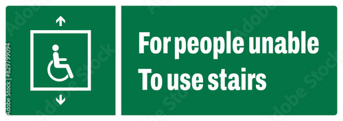 ISO emergency and first aid safety signs_for people unable to use stairs landscape size 1/2 a4,a3,a2,a1