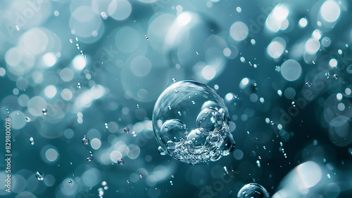 Wallpaper Mural Close-Up of Water Bubbles Floating in a Sparkling Blue Liquid Background Torontodigital.ca