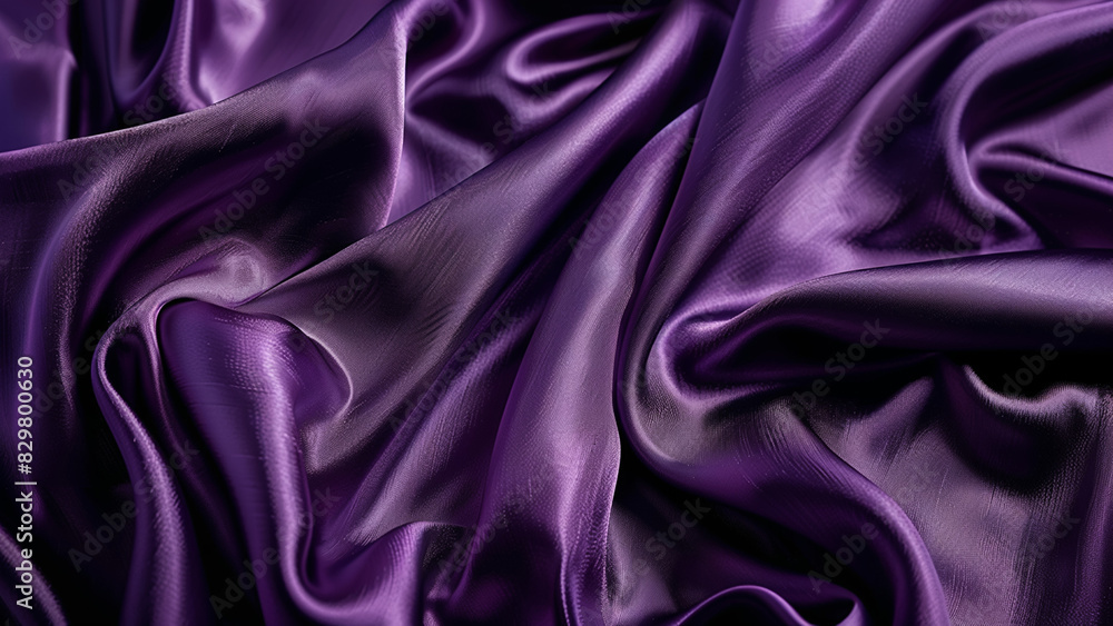 Luxurious Deep Purple Satin Fabric with Smooth Folds and Rich Texture Luxurious Deep Purple Satin Fabric with Smooth Folds and Rich Texture