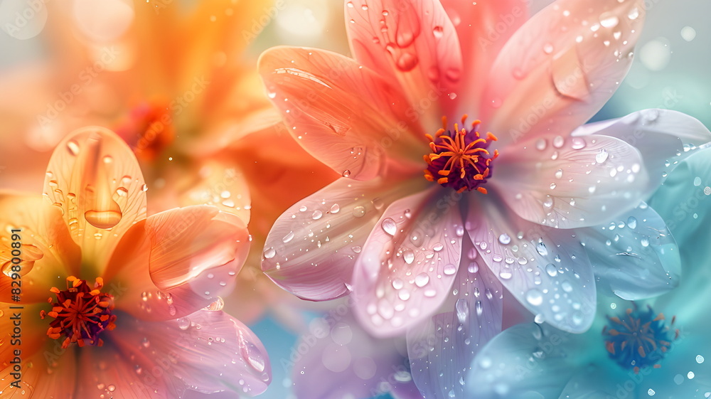 Fototapeta premium Beautiful rainbow colored flowers on a clear background