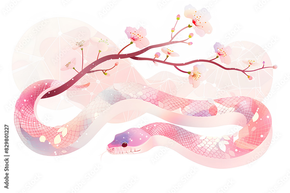 Obraz premium 2025 巳年(蛇と梅の花)-2