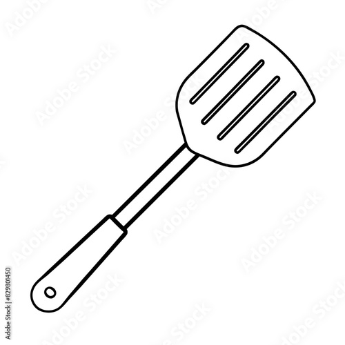 line drawing of a slotted spatula 