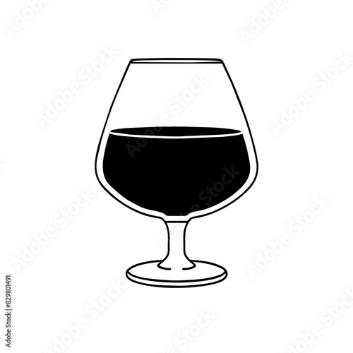  line drawing of a snifter glass filled with cognac